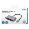 DELTACO USB-C till HDMI/USB A adapter, 4K 60Hz, USB-C PD 3.0 100W, vit USBC-HDMI22