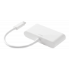 DELTACO USB-C till HDMI/USB A adapter, 4K 30Hz, USB-C PD 3.0 100W, vit USBC-HDMI23
