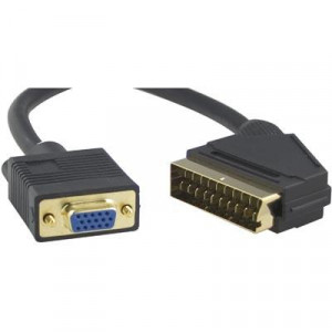 Scart - VGA kabel hane - hona (2m) GOLD