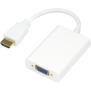 Adapter HDMI -> VGA inkl ljud, extern strömmatning VIT