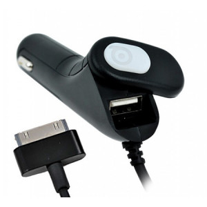 Billaddare Ciggadapter iPhone 4/4S/iPad med USB