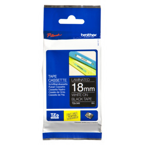 Brother TZE345 Tejp VitText-Svart botten-18mm