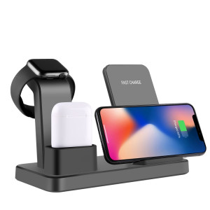 Trådlös QI laddare 3i1 Snabb Apple och Android Grå