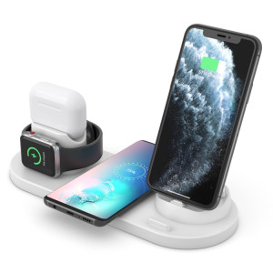 Trådlös QI laddare 6i1 för iPhone och Android Vit