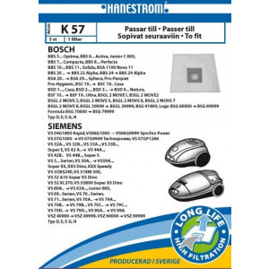 Dammsugarpåsar Haneström K57 5st+Filter