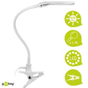 Förstoringsglas 100mm med klämma o LED lampa 570Lm