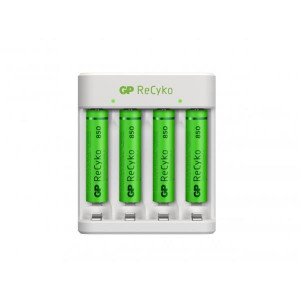 Batteriladdare AA/AAA via USB + 4xAAA batterier