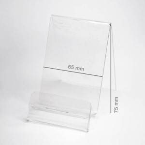 Hållare i plexiglas med plats för etikett 65x75mm