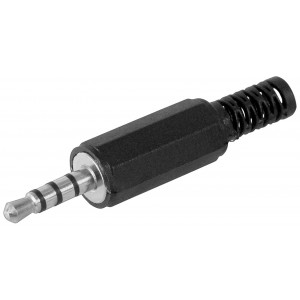 Ljudkontakt 3.5mm stereo 4-pin hane svart