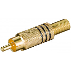 Ljudkontakt RCA hane med kabelskydd Metall GOLD
