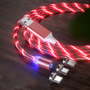 Magnetisk laddkabel 3-i-1 Universal 2m Röd LED