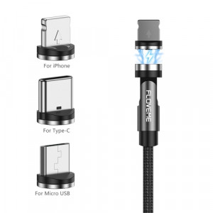 Magnetisk laddkabel 3i1 med 3 roterbara kontakter