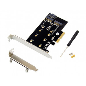 M.2 SSD adapter PCI-E X4 M.2 B & M Key NGFF 2-port