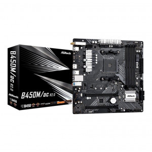 Moderkort AM4 ASRock B450M/AC R2.0 WiFi BT 4xDDR4
