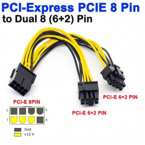 PCI-E adapter 8-pin - 8-pin x2 (6+2pin) ho-ha 20cm