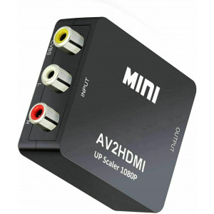 HDMI - RCA x 3 adapter 1080P, ström via USB, RCA in, HDMI ut