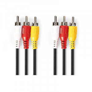 RCA x 3 - RCA x 3 hane-hane Video + Ljudkabel 3m
