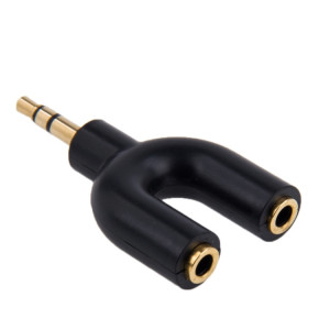 Ljudsplitter 3.5mm Audio Aux splitter 2-port svart