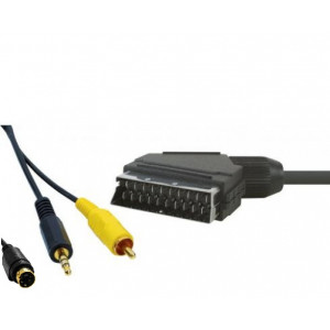 Scart till 3.5mm Stereo, RCA AV Video och SVideo 4 pin kabel (3m)
