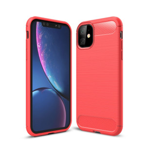 Skal iPhone 11 - Kolfibel Borstad Röd