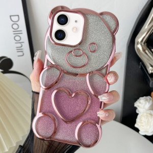 Skal iPhone 11 - Nalle med Hjärta och Glitter Rosa