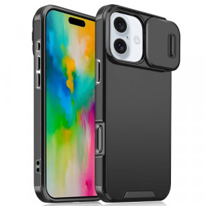 Skal iPhone 16 Plus - Skjutbart kameraskydd svart