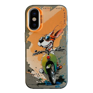 Skal iPhone X / XS - Färgglad Figur Cyklande Hund