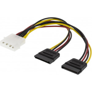 Strömkabel 4 pin Molex - SATA x 2 (ha-ho) vinklad