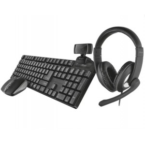 Trust Qoby Trådlöst Tangentbord + Trådlös Mus + Headset + Webcam 4 i 1 paket