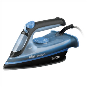 2400W, Open handle design,SuperCeramic SOLEPLATE (FREEGLIDE 3D TECHNOLOGY),VARIABLE STEAM 0-45 gr/min, 200 g/min SHOT OF STEAM, 270 ml TANK SIZE, Auto-off, Anti-drip - black/blue 0127408005