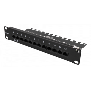 10” patchpanel, 12xRJ45, Cat6, 1U, Krone LSA, oskärmad, metall 10-PATCH16