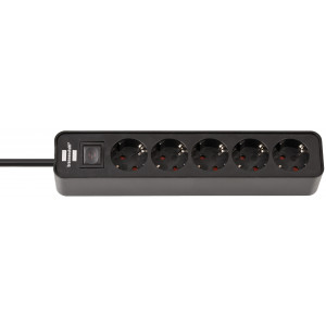 Ecolor Extension Lead 5-way black 1.5m H05VV-F 3G1.5 1153250000