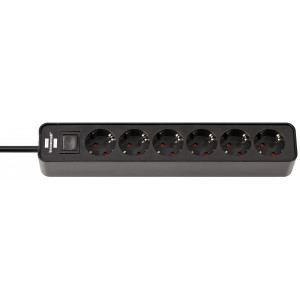 Ecolor Extension Lead 6-way black 1.5m H05VV-F 3G1.5 1153260000