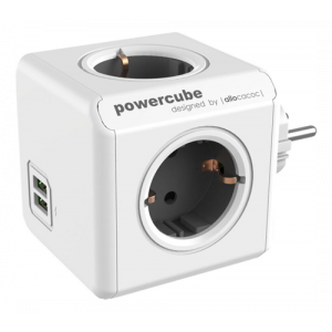 PowerCube original usb, AC 220-240 V, utgångskontakter: 4 (CEE 7/3), vagnsgrå 1202GY