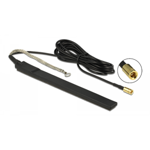 DAB+ antenna, active, SMBs male, 23 dBi, 3m, adhesive, black 12411