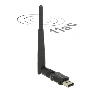 Trådlöst nätverkskort med extern antenn, 802.11b/g/n/ac, USB 2.0, Dual band, svart 12462