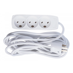 Strømskinne med 3 udtag m jord, 3M 3G1,0 mm2 kabel, hvid 140003-EDB