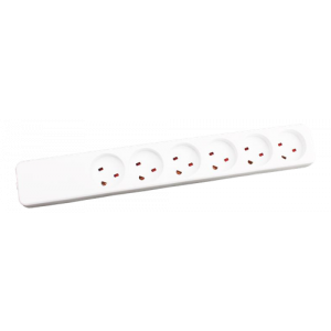 Strømskinne med 6 udtag m jord, 1. 5M 3G1,0 mm2 kabel, hvid 1600015-EDB