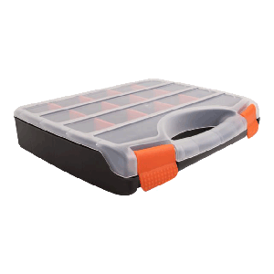 Sorting box with 17 compartments 320 x 255 x 60 mm orange, black 18418