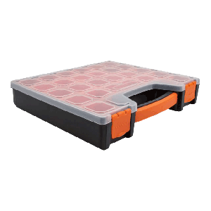 Sorting box with 14 compartments 312 x 272 x 60 mm orange, black 18420