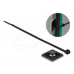 Cable Tie Mount 30 x 30mm with Cable Tie L 200 x W 4.8mm BLK 18674