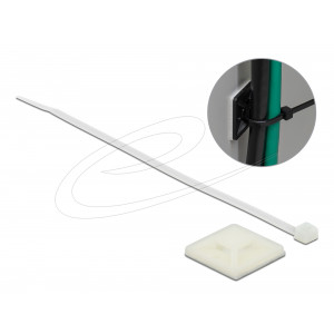 Cable Tie Mount 30 x 30mm with Cable Tie L 200 x W 4.8mm WHT 18678