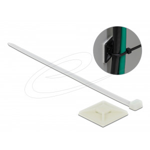 Cable Tie Mount 40 x 40mm with Cable Tie L 250 x W 7.2mm WHT 18679