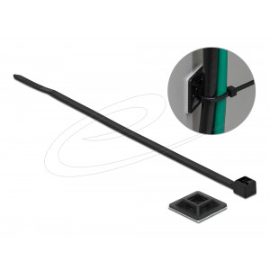Cable Tie Mount 20 x 20mm with Cable Tie L 200 x W 2.5mm BLK 18680
