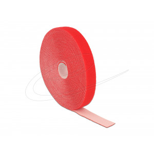 Hook-and-loop tape on roll L 10 m x W 20 mm red 18724