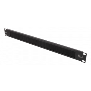 19” kabelgenomföring med borste, metall/nylon, 1U, svart 19-14