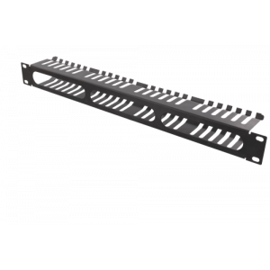 19" Kabelpanel, 1U, fingerkanal, kabelhantering, svart 19-24
