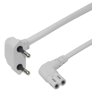 Power cord CEE 7/16 - C7 angled, 3,0m, white 1902296