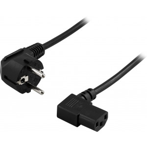 Power cord CEE 7/7 - C13 angled, 3,0m, black 1902306