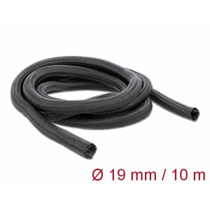 Braided Sleeving self-closing 10 m x 19 mm black 19046